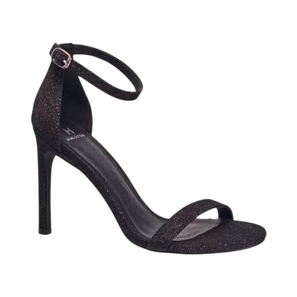 NEW H Halston Women's Maui Open-Toe Ankle-Strap‎ Sparkle Dress Sandals Black 8 - Picture 1 of 10